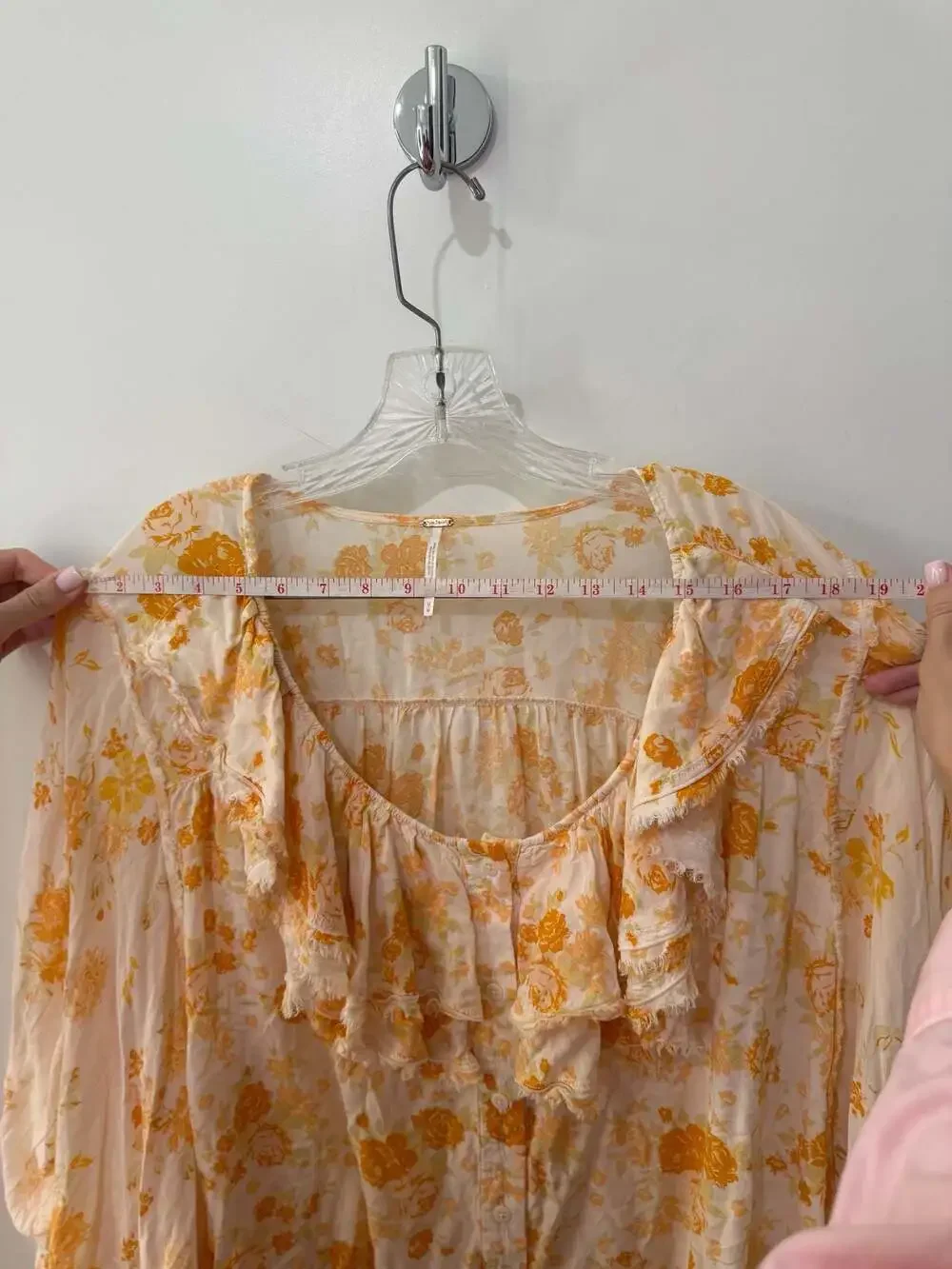 Free People Loretta Printed Oversized Ruffle Bell Sleeve Tunic Top in Tea Combo